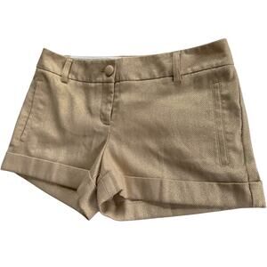 Express Gold Metallic Textured Tailored Shorts Size 2